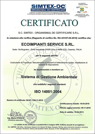 Certificazione ISO 14001:2004